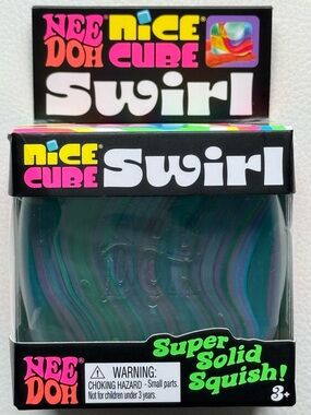 NeeDoh Nice Cube Swirl Blue Green Purple Squishy Squeeze Toy New SHIPS TODAY!